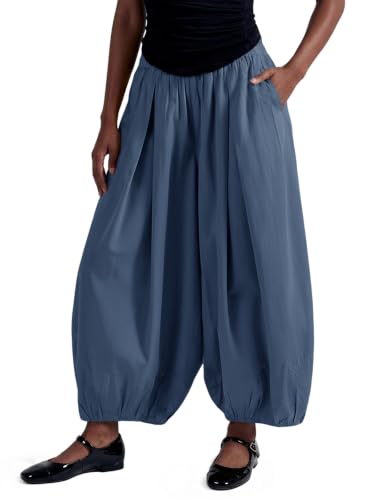 Image of Fisoew Womens Wide Leg Balloon Pants Casual Barrel Elastic Waist Pleated Baggy Workout Sweat Pants with Pockets