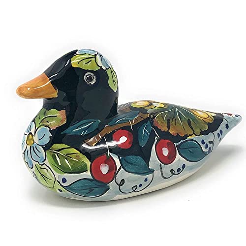 CERAMICHE D’ARTE PARRINI – Italian Ceramic Art Animal Figurine Duck Pottery Hand Painted Decorated Black Made in ITALY Tuscan
