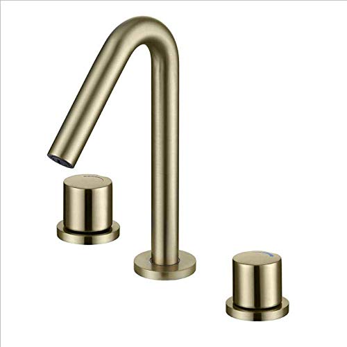 Recién llegado Negro/Cromo/Cepillo Oro Grifo del lavabo del baño Grifo mezclador de lavabo de 8 pulgadas Grifo de latón Lavabo de tres orificios Cepillo Dorado Cover