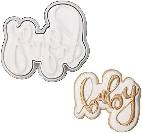 Mostop 3D Cookie Cutter with Baby Letter Stampers Baby Shower Cake Mold Fondant Decorating Tools DIY Mold for Sugar Craft Baking Mould Kids' Birthday Party Kitchen Tools