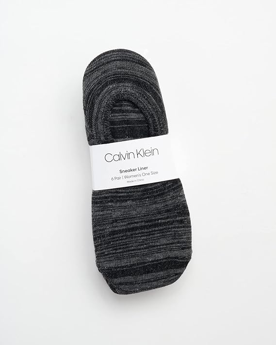 Image of Calvin Klein Womens No Show Socks - 6 Pack Non Slip Heel Lightweight Cotton Blend Low Cut Invisible Socks for Women