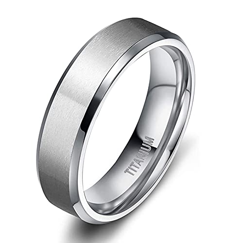 Zakk Damen Herren Ringe Titan Silber Matt Gebürstet Verlobungsring Partnerring Eheringe Trauringe 4mm 6mm 8mm 10 mm Breit (6mm,65 (20.7))