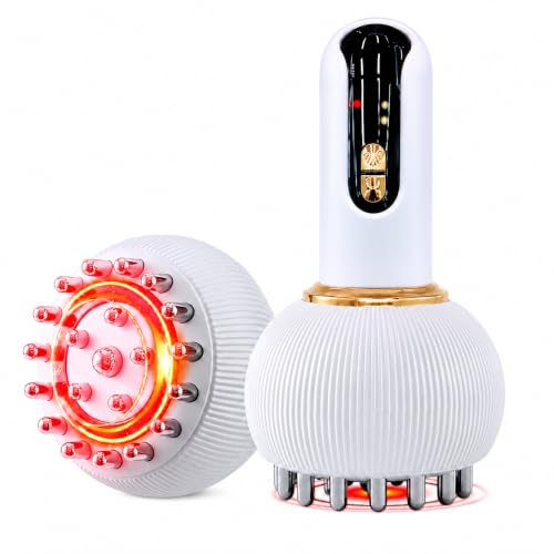 Image of Lymphatic Drainage Massager & Anti-Cellulite Tool for Legs Arms Belly Sculpting Machine with Microcurrent Light Heat Vibration Reduces Stretch Marks Rechargeable White