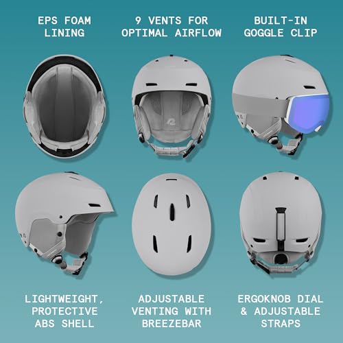 Image of Retrospec Zephyr Ski Helmet - Snowboard Helmet for Adults & Youth with Adjustable Fit, 9 Breathable Vents, Removable Washable Earmuffs - Snow Sports Helmet for Men & Women