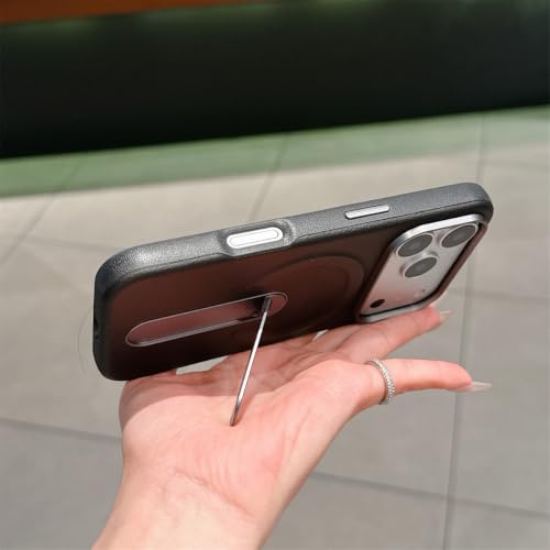 Coque iPhone 13 cuir vert avec support pour vidéo au bureau