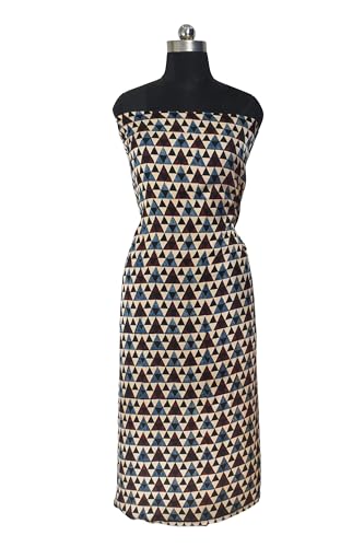 Image of Ethnics of Kutch Women's Ajrakh Modal Silk Natural Dye Hand Block Print Unstitched Kurta Fabric (For Lenght - Refer Bullet Point Below)