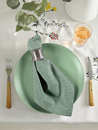 Native Fab Set Of 12 Chambray Cloth Dinner Napkins 100% Cotton 17X17 Soft Comfortable Absorbent Restaurant Hotel Quality - Easy Care Washable Wedding Dinner Napkins Olive Green #TOP2