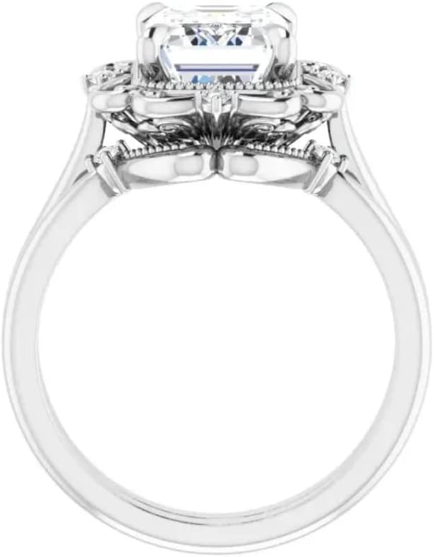 GOLDEN JEWEL 3 CT Emerald Cut Colorless Moissanite Wedding Ring Set for Women Solitaire Bridal Ring Set Engagement Gifts Anniversary Promise Her Vintage Antique