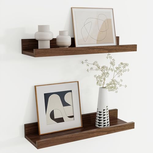 Feihorrm Wandregal Holz 40 cm, Regal Wand Walnuss Bilderleiste für...