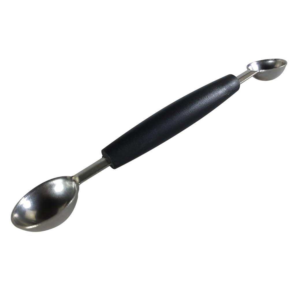 Cuchara de doble cara para frutas y melón, cortador de cuchara de acero inoxidable 2 en 1, 18 cm