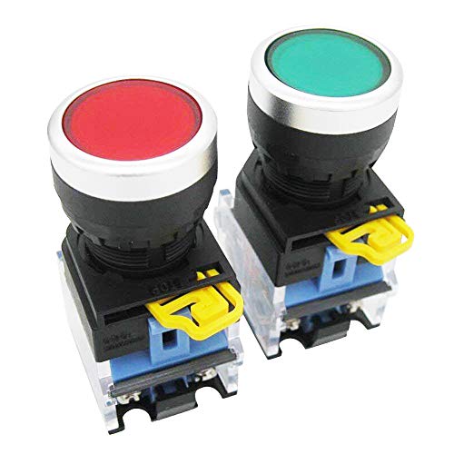 Twtade/Red Yellow Green Momentary Switch, Red Mushroom Emergency Stop 1Nc 1No Latching Push Button Station Switch Pushbutton Switches 440V 10A (Quality Assurance For 3 Years) Hz-11Sryg #TOP4