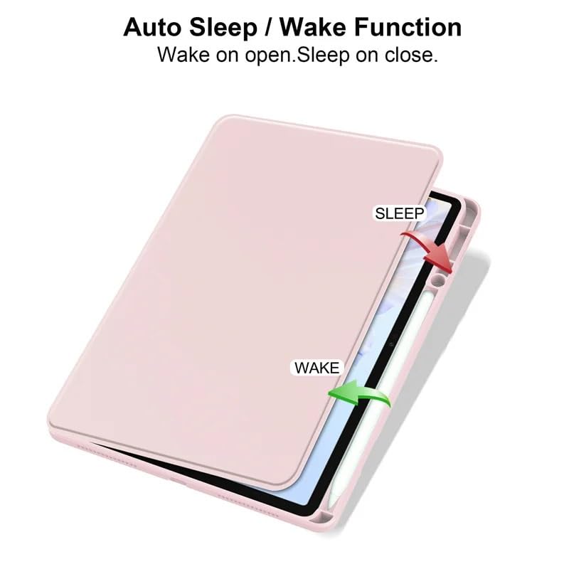 360° Rotation PU Leather Tablet Case Suitable For Lenovo Yoga Tab 2025 11.1" TB-710FU Acrylic Hard Cover With Pen Holder(Pink)