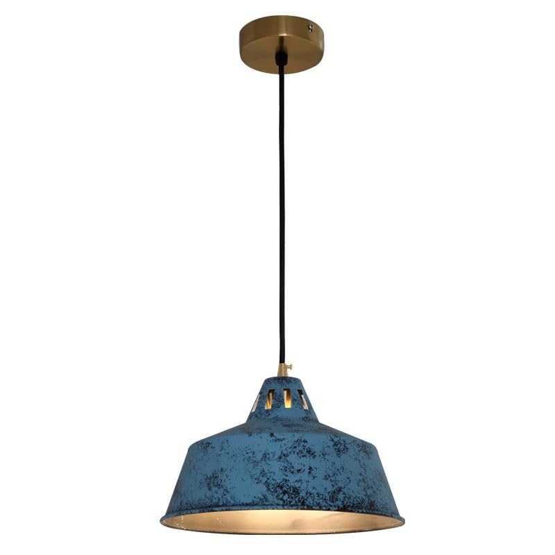 Lampe suspendue ronde en fer bleu pour sublimer l'ambiance de votre restaurant