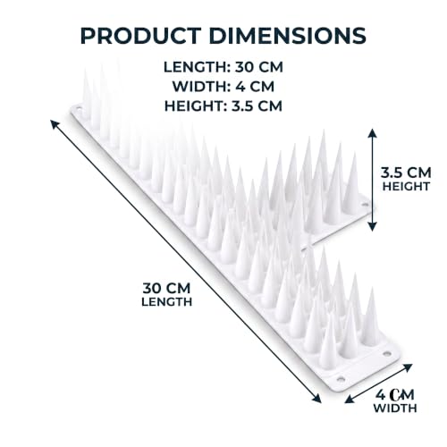 Image of Bird Spike 25 Piece White | Pigeon Bird Control Spikes for Balcony, Railing, Window, AC & Roof