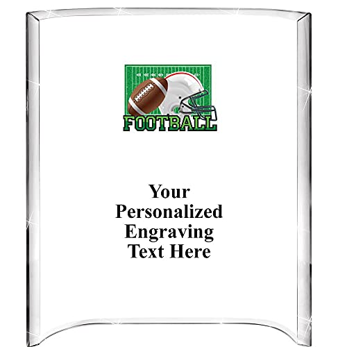 Crown Awards 7" H x 5" W Football Color Printed Curva Acrylic Award, Personalize with Your Engraving for Free Prime