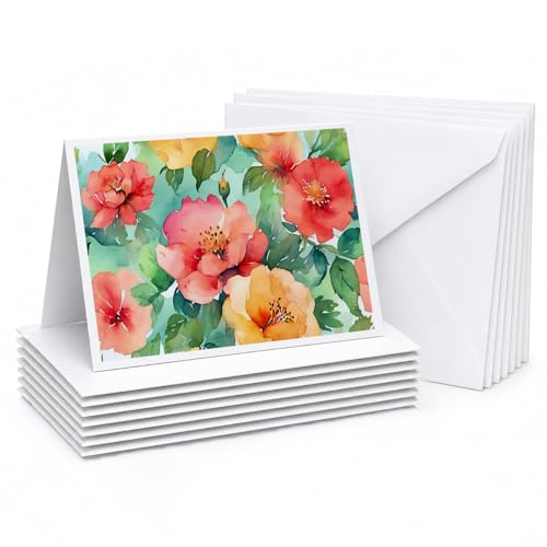 Caroline's Treasures DAC1640GCA7P Georgia Cherokee Rose in Watercolor Greeting Cards and Envelopes Pack of 8 Blank Cards with Envelopes Whimsical A7 Size 5x7 Blank Greeting Cards