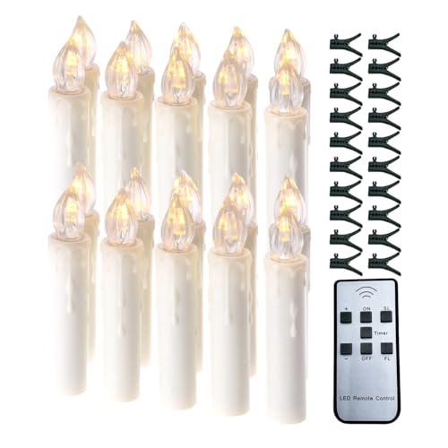 YJY LIGHT Christbaumkerzen LED mit Fernbedienung 20er, Dimmbar &...