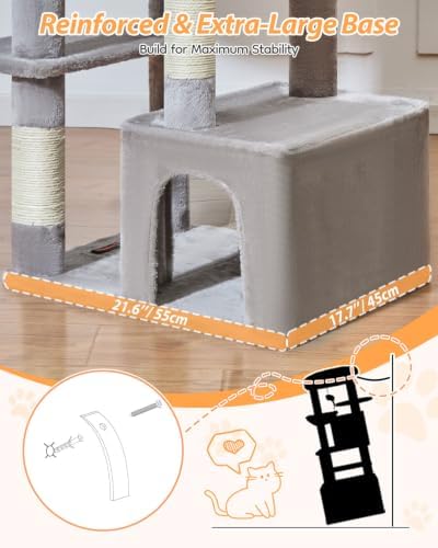 Taoqimiao 52in Cat Tree, Sturdy Cat Tower, Extra Wide Base, Indoor, F12W — view 2