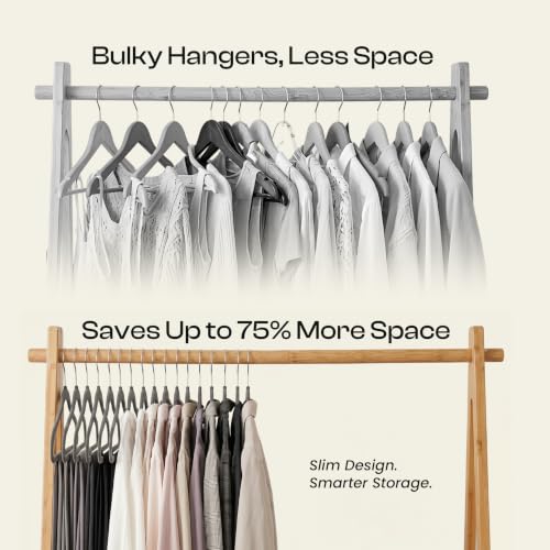 Image of Utopia Home Velvet Hangers 50 Pack - Non-Slip Suit Hangers with 360 Degree Rotatable Hook - for Pants, Coats, Shirts & More (Grey)