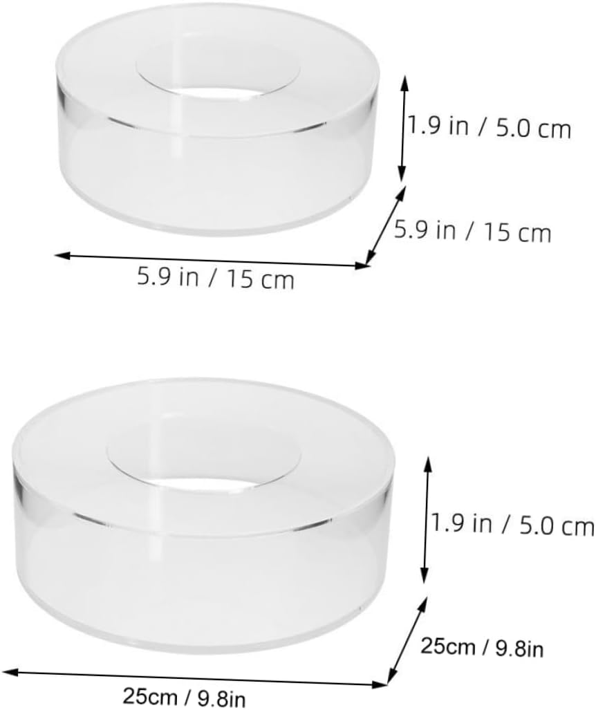 Cabilock 2Pcs Acrylic Transparent Round Cake Stand Risers Fillable for Dessert Table Wedding Party Buffet Pastry Presentation