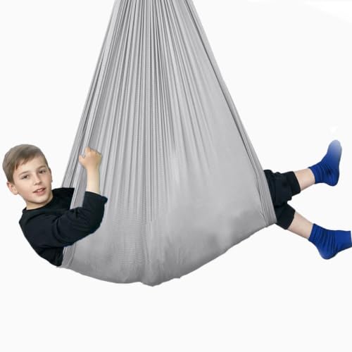 Image of Sensory Swing for Kids & Adults, Therapy Joy Swing for Autism, ADHD, SPD, Snuggle Swing Holds up to 300lbs has a Calming Effect on Children with Sensory Needs (Grey, only Fabric)