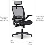 Amazon Basics Ergonomic High-Back Desk Chair, Comfortable Flip-Up Armrests, Contoured Mesh Seat, Swivel, Black, 64.77 cm D x 66.67 cm W x 125.09 cm H