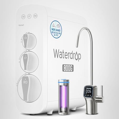 Miniatura 10 de Waterdrop Sistema De Ósmosis Inversa, 800 Gpd De Flujo Rápido, Certificado Nsf Ansi 58, 3:1 De Pureza A Drenaje, Sistema De Filtro De Agua Bajo El Fregadero Sin Tanque, Reducción De Tds
