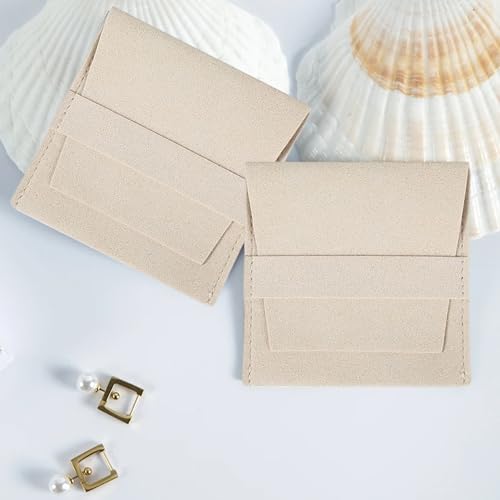Bolsa de joyería de microfibra de 7x7cm blanca estilo sobre para almacenar 6