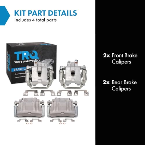 Image of TRQ Front and Rear Brake Caliper Set Zinc Coated Brackets Compatible with 2012-2016 Chrysler 300 Dodge Challenger Charger