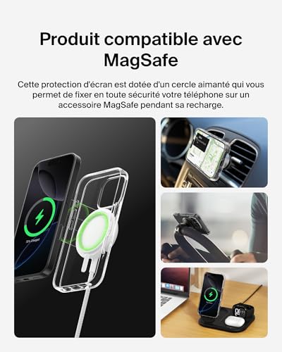 Belkin SheerForce Coque de Protection pour iPhone 16 Pro Compatible MagSafe Design Fin Protection antimicrobienne antirayure magnétique et Anti impacts - vue 2