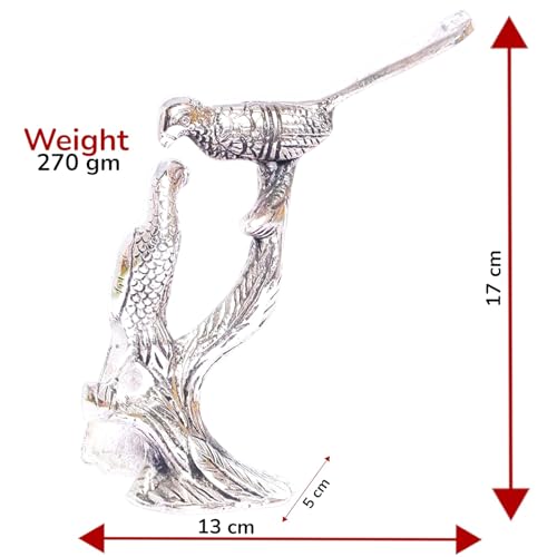 Image of KridayKraft Love Birds Couple Kissing Sitting on Tree,Animal Showpiece for Home Decorative Statue, Gift for Boyfriend,Girlfriend,Wife,Husband,Friends,Happy Home Decoration Idol Showpiece (Silver)