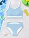 Girls Swimsuit 10-12 Years Girl Bathing Suit Two Piece Sky Blue High Waisted Athletic Swim Suits Fashion Piping Girls Bikini Swimwear Set