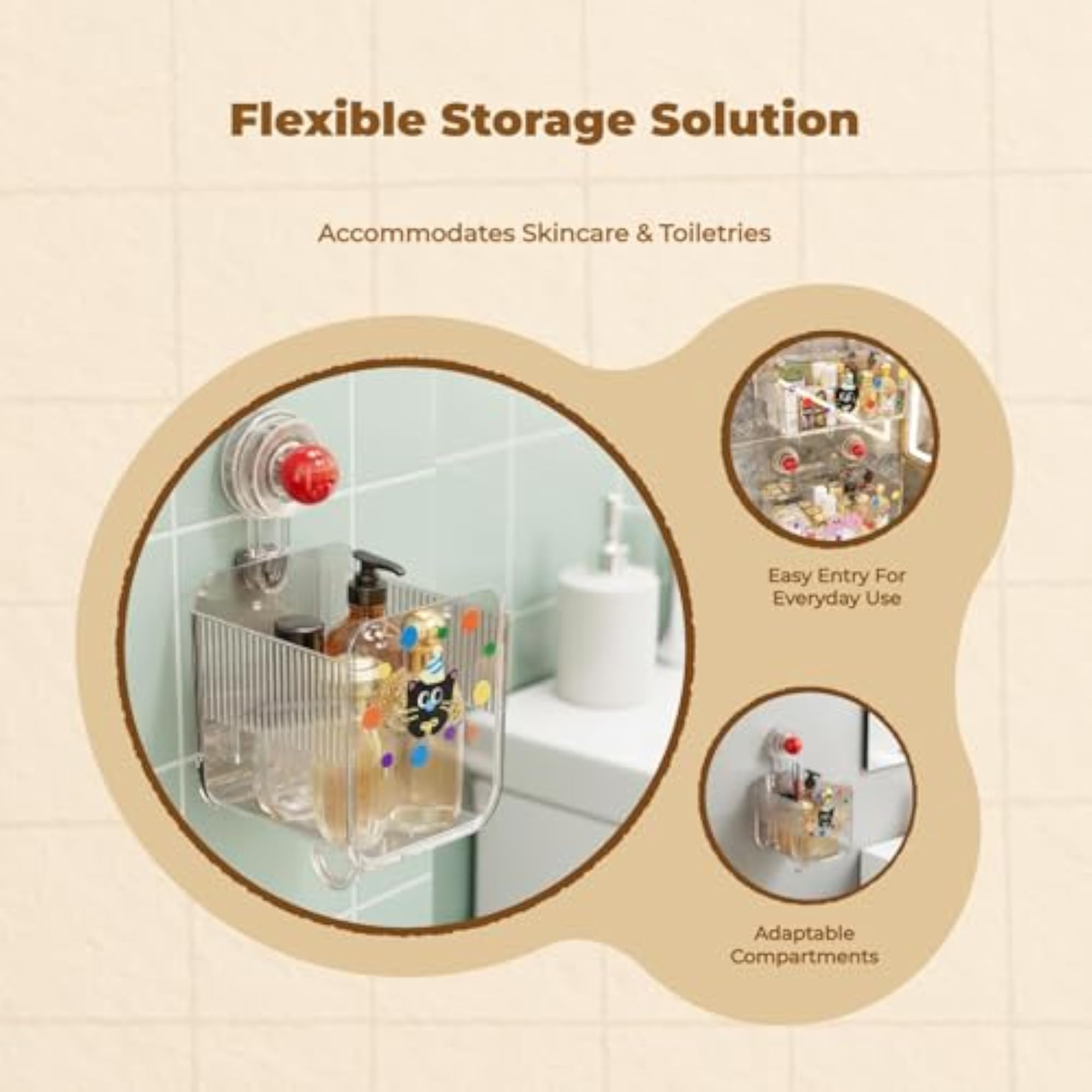 Suction Storage Organizer Cosmetic Shelf, Bathroom