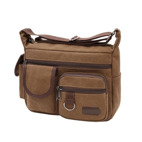 Sac Bandouillère Homme Sac bandoulière rétro en toile for homme, sac de voyage décontracté, idéal for les sports plein air avec réglable(Brown)