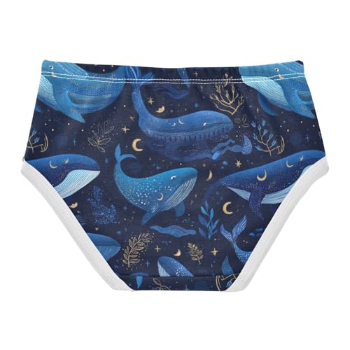 Cute Whales Girls' Underwear Cotton Moon Star Girls Briefs Soft Toddler Underwear 2T2