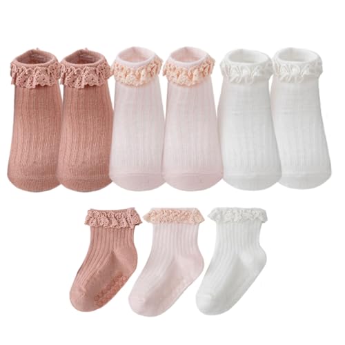 Toddler Socks Baby Grip Preemie Baby Non Slip Ankle with Non Skid Soles Cute Frilly Ruffle Grip Ankle Socks 0-3 Years