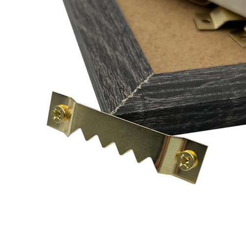 EesTeck 30 Pack Large Sawtooth Picture Hangers - Steel Picture Hanging Solutions with Screws, for Hanging Clock Paintings Artwork Frame Hooks (Gold) - Thumbnail 5