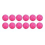 Pongnas 12 Bolas de Pickleball de Alta Elasticidad para Exteriores con Diseño de 40 Agujeros, para Edades y Niveles de Habilidad (Rosado)