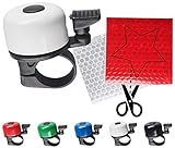 Mini Fahrradklingel Weiß - inkl. 2 x Reflektoren - ideal für Kinder und Erwachsene - Klingel passend für die meisten Fahrräder