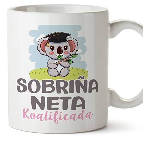 MUGFFINS Tazas para SOBRINA NIETA - En Gallego - Koalificado/Koalificada - 11 oz / 330 ml - Regalo original y divertido
