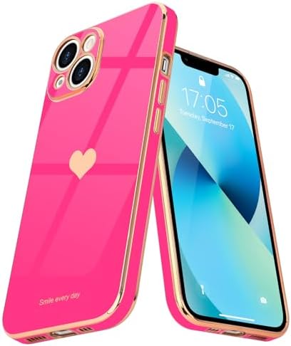 Teageo Etui do iPhone 13 uroczy wzór serca dla kobiet dziewcząt smukłe luksusowe błyszczące platerowanie miękkie TPU odporne na zarysowania odporne na wstrząsy etui na telefon do iPhone 13, lawenda