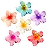 Vigorpace 6 Pcs Flower Hair Claw Clips for Women Girls, Hawaiian Hibiscus Hair Clips, Cute Summer Beach Hair Accessories for Thick Thin Hair