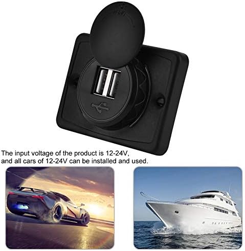 Car USB Charger 3.1A Car USB Port Charger Socket Outlet 12V LED Waterproof Black ABS