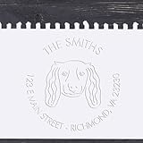 Customizable Embossing Stamp for Home Address with Long Haired Dachshund Design - Made-to-Order Personalized Mail Address Embossing Stamp - Unique Gift for Dog Lovers - 1-5/8 Round
