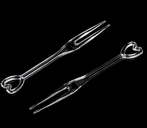 Miniatura 2 de WOIWO 100 Uds. desechables de plástico tenedores de frutas palos de cóctel suministros de fiesta platos picks pastel tenedores postre