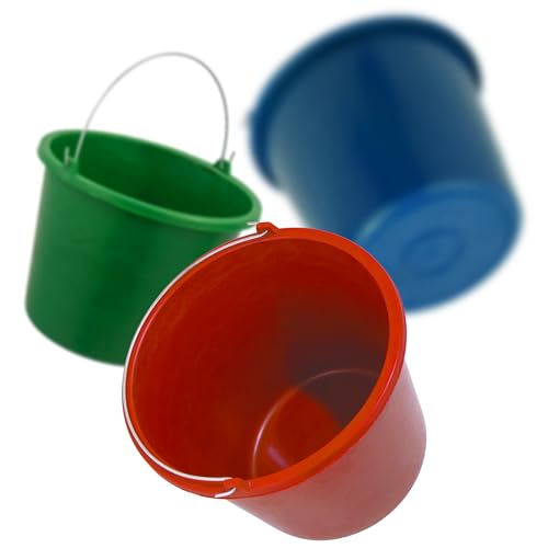BEGRIS® Wiadro Budowlane z Tworzywa Sztucznego 5L Okrągłe Wiadro Mocne Plastikowe Wiaderko na Budowę, do Domu, Ogrodu Pojemnik z Metalową Rączką Grabie Ogrodowe Do Liści Trawy