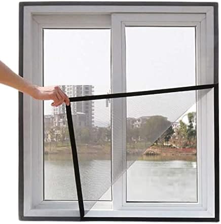S Cart Fibre Glass PVC Coated Mosquito Net Pre Stitched with Tape on All Four Borders and self Adhesive Hook to Stick Frames, Window Insect Mesh - Black Color (3 x 5)