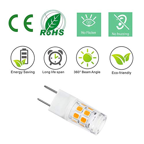 Image of G8 LED Bulb 3W WB25X10019 Microwave Light Bulbs 20W Halogen Bulb Replacement for GE Microwave Oven T4 Bi-Pin Base 120V Warm White 3000K, 2-Pack