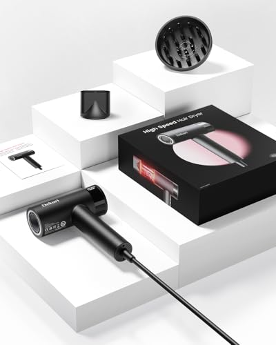 Dekuri Professional Hair Dryer, 110,000 RPM Powerful Brushless Motor, Smooth Frizz-Free Ionic Care, Quiet Lightweight Dryer with Diffuser & Nozzle – Black - Image 7