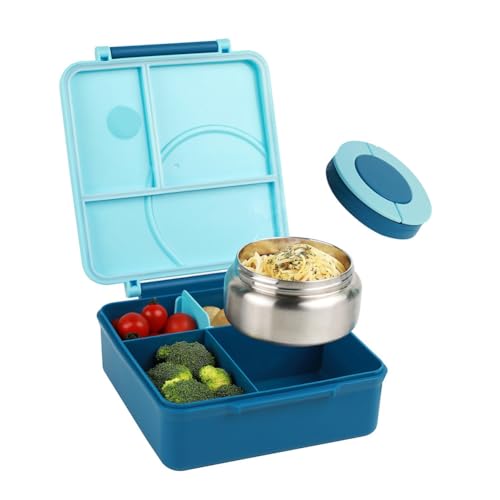 Asyduey Fiambrera con Recipiente de Acero Inoxidable, de Plástico, Apto para Microondas, Bento Compartimentado, Fiambrera